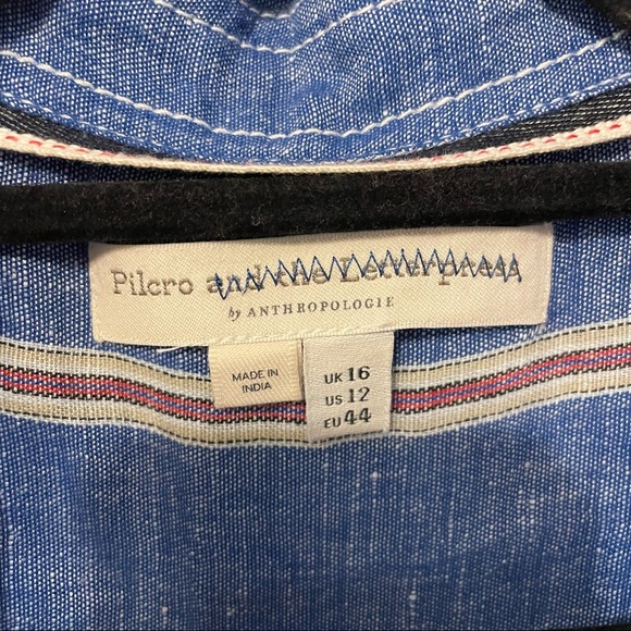 Pilcro by Anthropologie striped linen collared dress size 12 - Picture 5 of 16